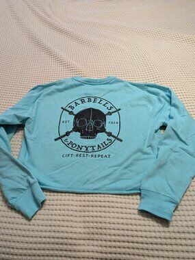 Barbells And Ponytails Crop "Skulls" Sweatshirt NEW